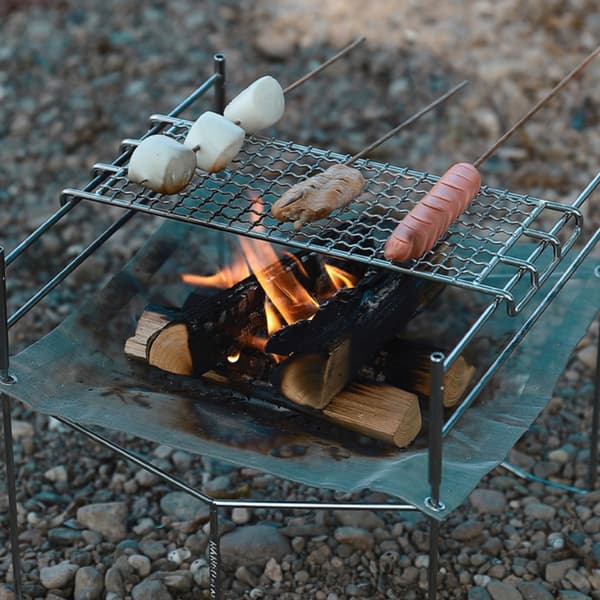 BBQ-grill i rostfritt stål för utomhusgrillning, camping och picknick