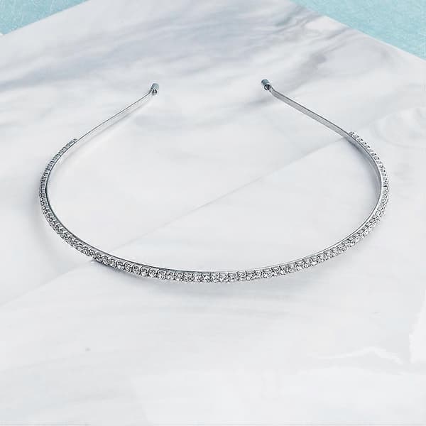 Sølv diamant hårbøjle, brude krystal hårpynt