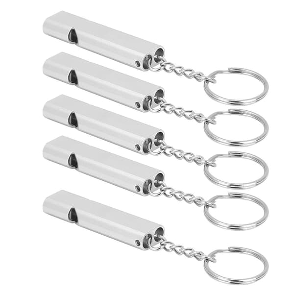 5 st visselpipa i aluminiumlegering med dubbla rör för utomhusnödsituationer (silver)