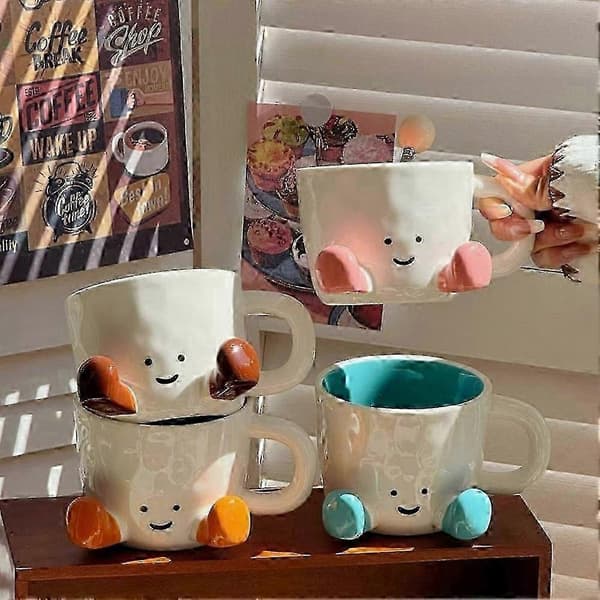 Nyhet Keramisk Kaffekopp med Håndtak, Søt og Morsom Design for Kvinner og Jenter