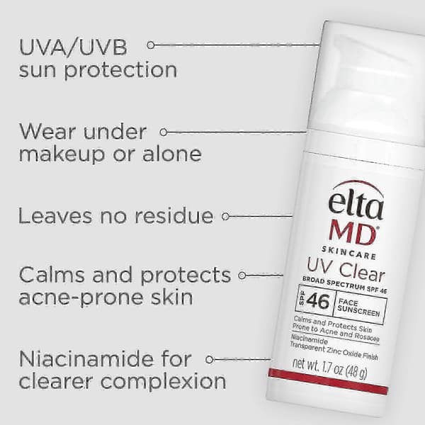 EltaMD UV Daily SPF 40/46 Ansiktssolkrem Fuktighetskrem med sinkoksid, Daglig ansiktsfuktighetskrem med