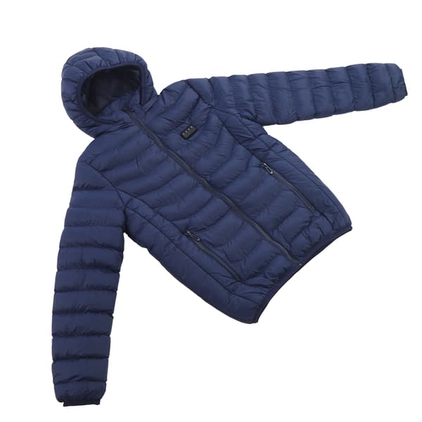 19-soners oppvarmet jakke med hette, smart, for menn og kvinner, blå, medium, ski, camping