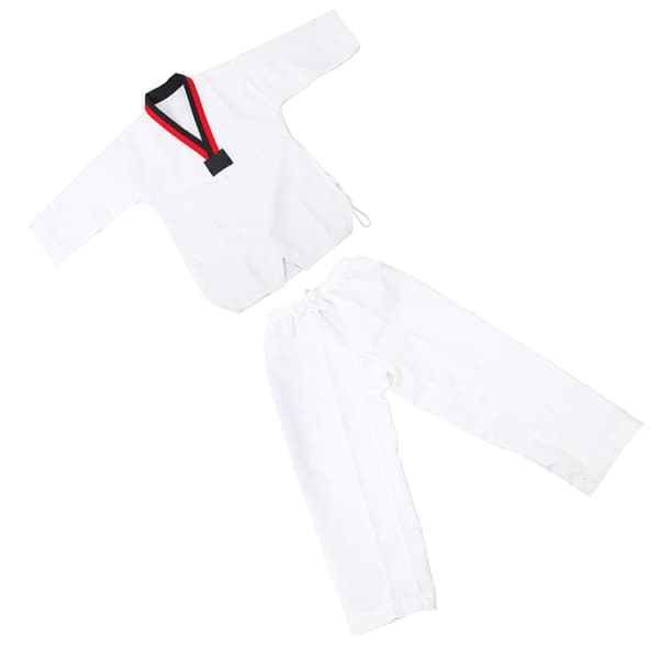 Taekwondo Uniform med Bælte, Stribet Model, Polyester Bomuld, til Begyndere, Træning L