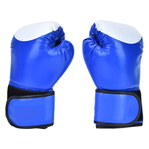 Boksehandsker i PU-læder til træning, sparring, sandsæk, Muay Thai (blå)