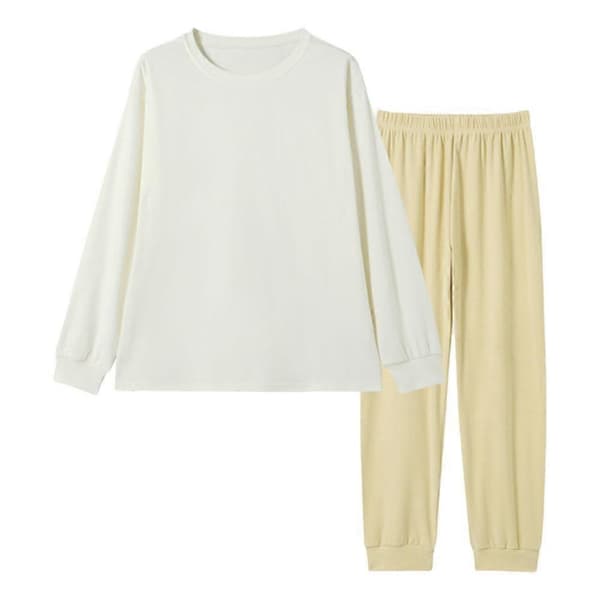 Pyjamasset i borstad polyester för dam, långärmad tröja med rund hals, lös passform, plus size, termiska myskläder för... Yellow L