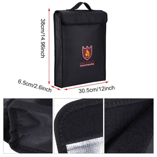 Dobbeltsidet brandsikker taske til LiPo-batteri, penge, dokumenter 38x30.5x6.5CM