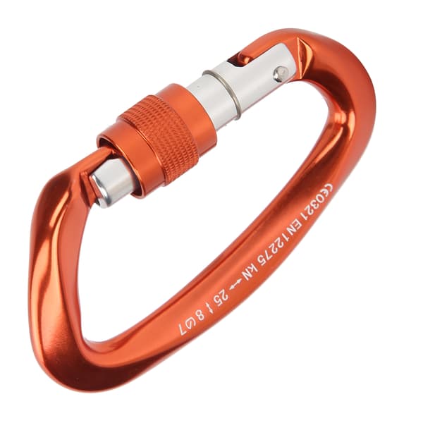 D-formet låsekrog til bjergbestigning, aluminiumslegering, magnesium, sikker, 25KN, orange.