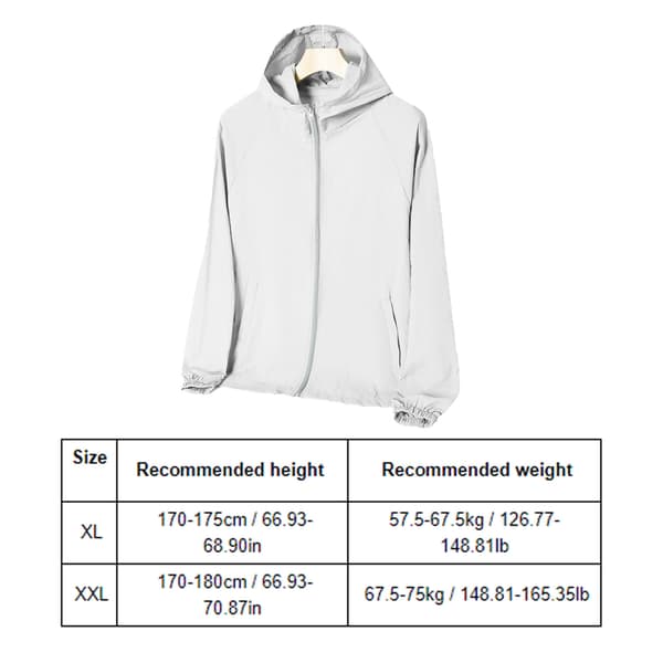 Letvægts åndbart UV-solbeskyttelsestøj til mænd til sommer, hvid, XL, polyester, 150g