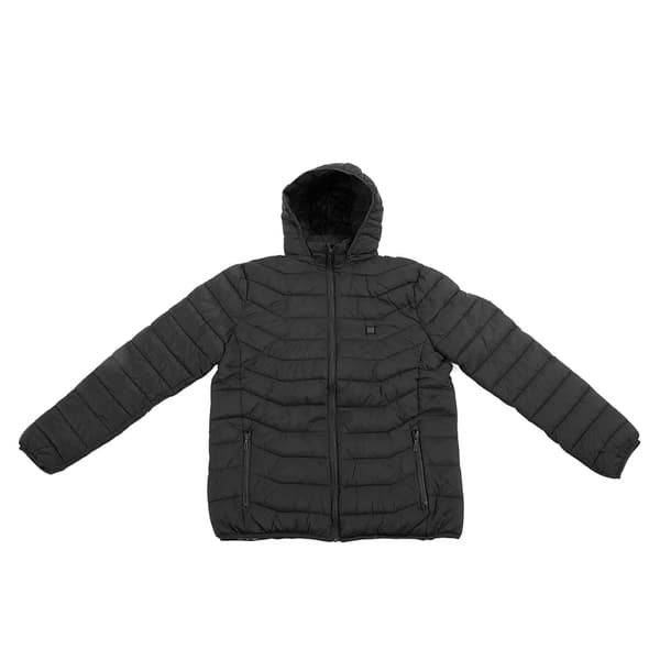 Elektrisk varmejakke med hætte, 3 temperaturniveauer, USB, til mænd og kvinder, sort, 2XL