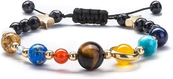 Planetarmbånd, Armbånd med solsystemets ni planeter og Mælkevejen, Justerbar snor.