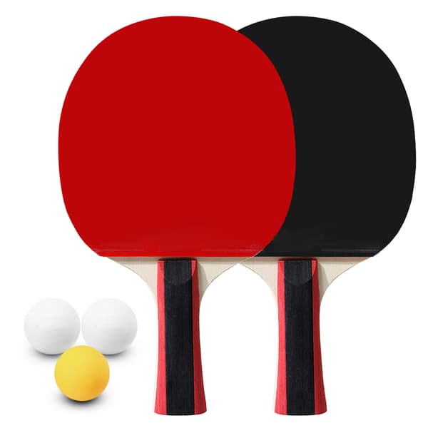 Bordtennisset för 2 spelare: 2 racketar, 3 bollar och skyddsväska