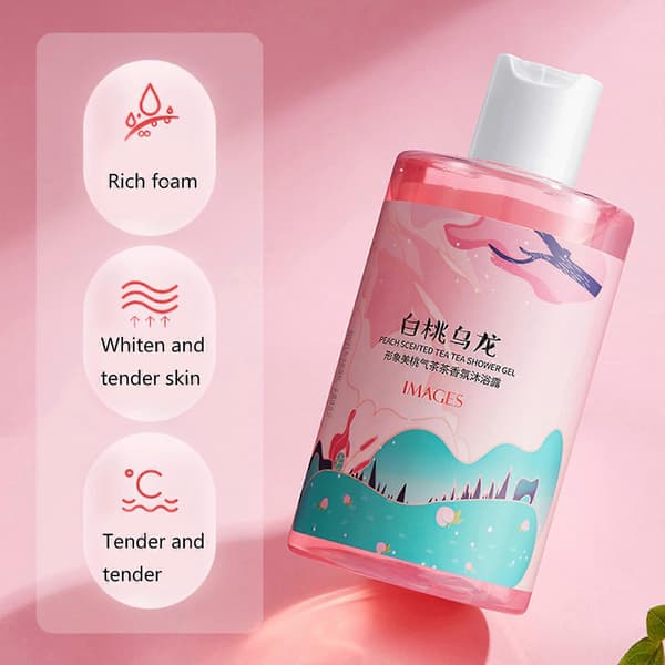 Oolong vit persika pärlduschgel: Uppfriskande, eliminerar överflödigt talg och rengör huden.