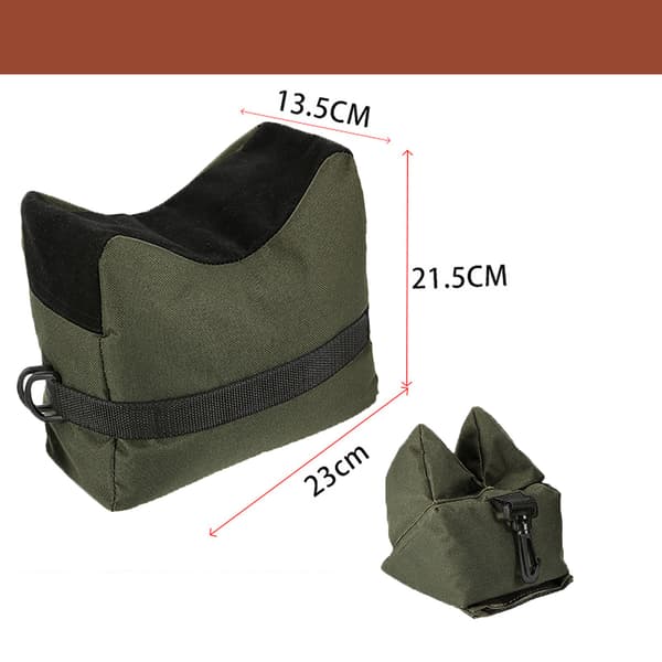 Slidstærk udendørs skydeunderstøttelsestaske med velcrolukning, grøn nylon.