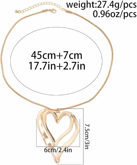 Chunky guld dobbelt hjertehalskæde til kvinder, der viser individualitet; delikat og tyk stor sil.