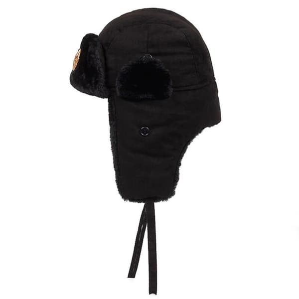 Ushanka Bomber Pilot Insignia Hatt, Vintervarm Öronlapp, Unisex, Svart Rosa