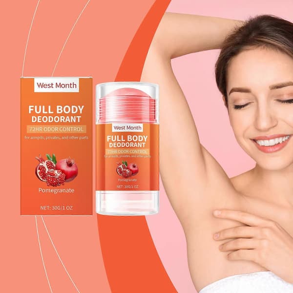 Helkroppsdeodorant, Granatäpple Helkroppsdeodorantstick för kvinnor, Aluminiumfri, 72 timmars luktkontroll