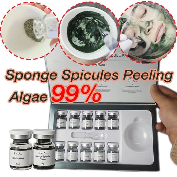 Sponge Spike Microalgae-sættet indeholder 99% sponge spike mikroalger til eksfoliering, lysning af hudtonen og reduktion af pigmentering.