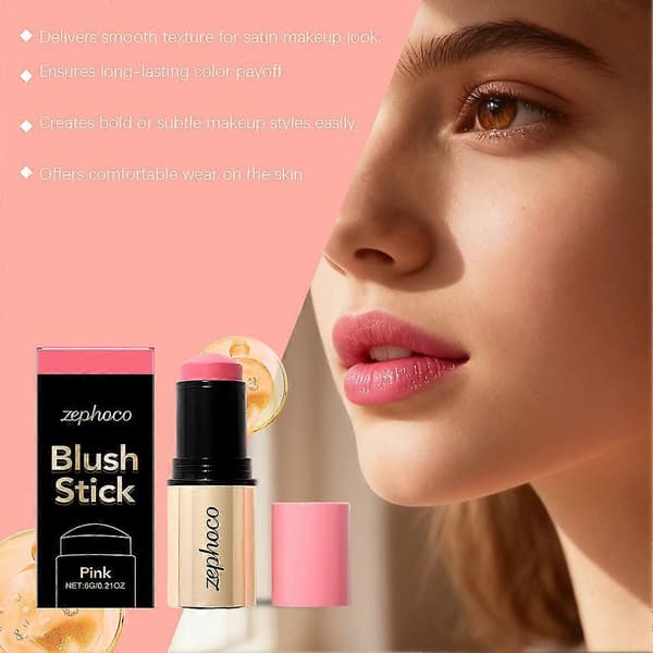 Multifunktionel blush- og gloss-stift, 2-i-1 makeup-stift til læber og kinder