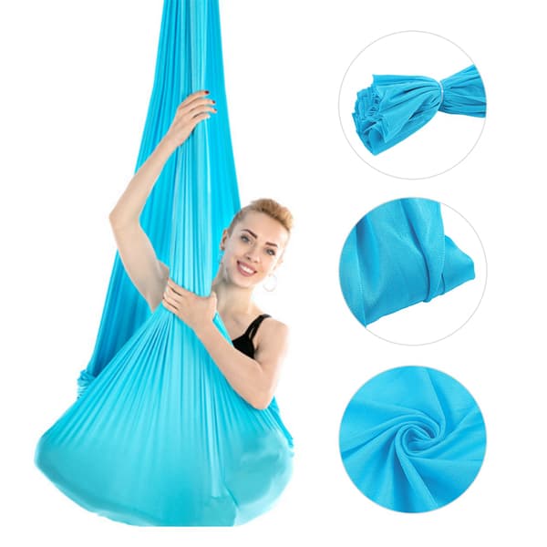 Holdbar elastisk Aerial Yoga Hængekøje 2,8x1m/9,2x3,3ft til fitnesstræning Himmelblå