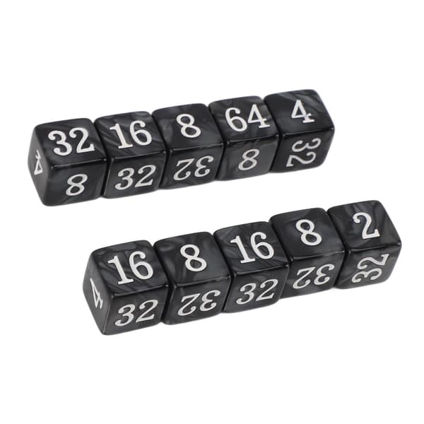 30 6-sidige numeriske terninger, multipler av 2, lett, bærbar plast, for undervisning, brettspill, svart