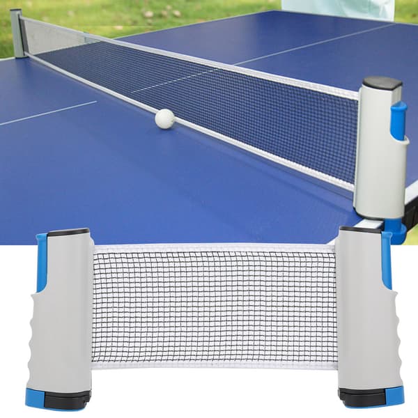 Bärbart teleskopiskt justerbart infällbart bordtennisnät med klämma och kompakt förvaring