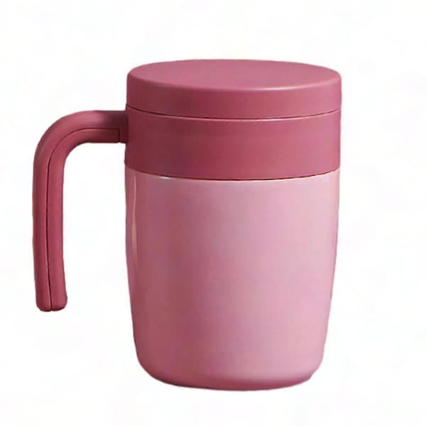 Vit resemugg i rostfritt stål med isolerat lock, designad för kaffeälskare.