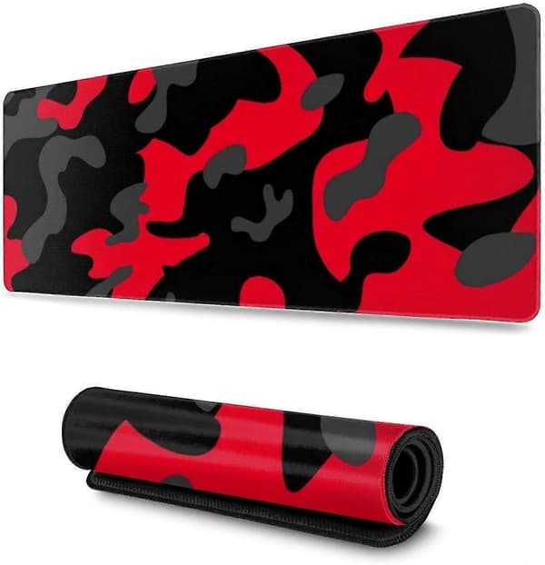 Rød og sort camo camouflage gaming musemåtte stor XL lang udvidet måtte stor musemåtte tastatur