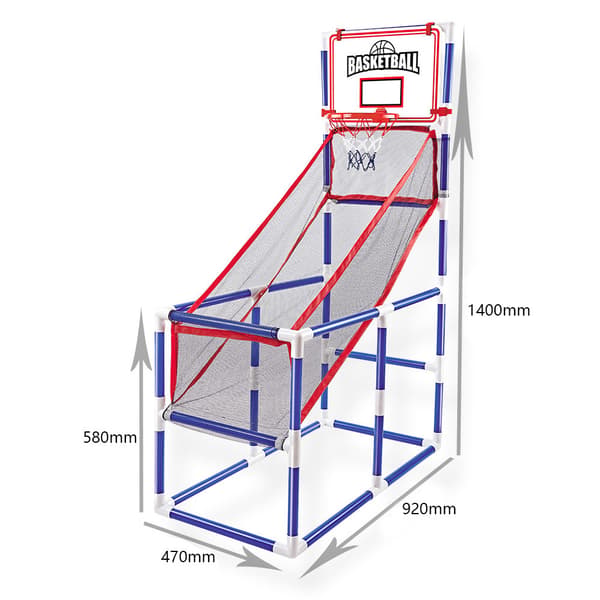 Basketarkadspel för inomhus/utomhusbruk med 2 bollar och pump för barn
