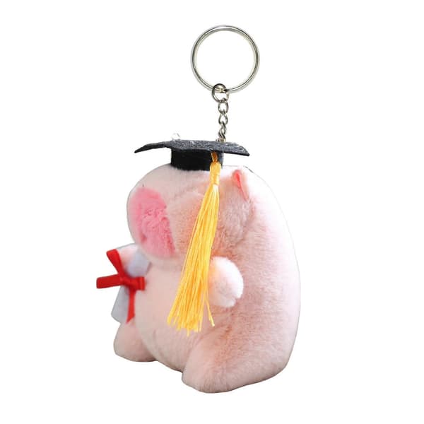 Plys capybara med studenterkappe og certifikat, tøjdyr nøglering - brun