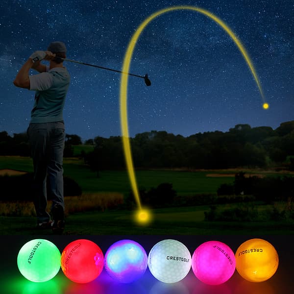 6 st ljusa LED-golfbollar med automatisk slagaktivering