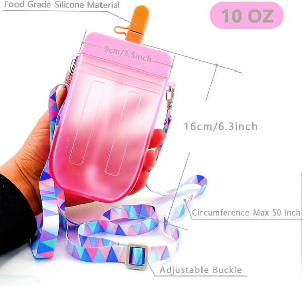 Söta vattenflaskor för barn med sugrör, kreativ glasspinne läckagesäker plastdryck