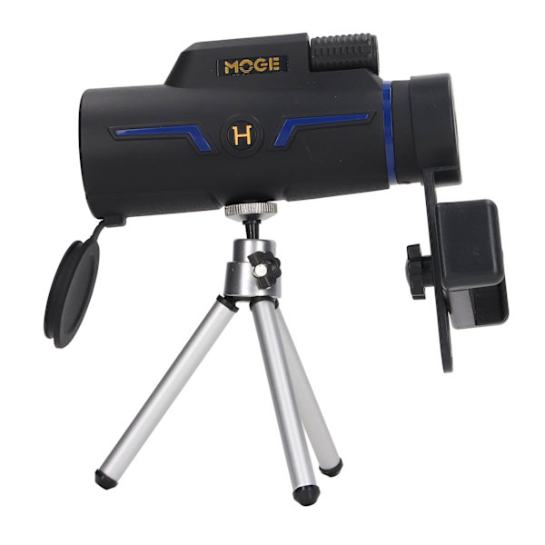 Högdriven 10x42 monokulär kikare med stativ, silver, för utomhusbruk
