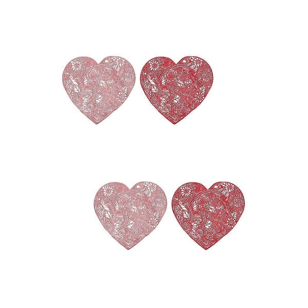 Valentins dækkeserviet hjerteformede bordmåtter vaskbare til hjemmet 4 stk.