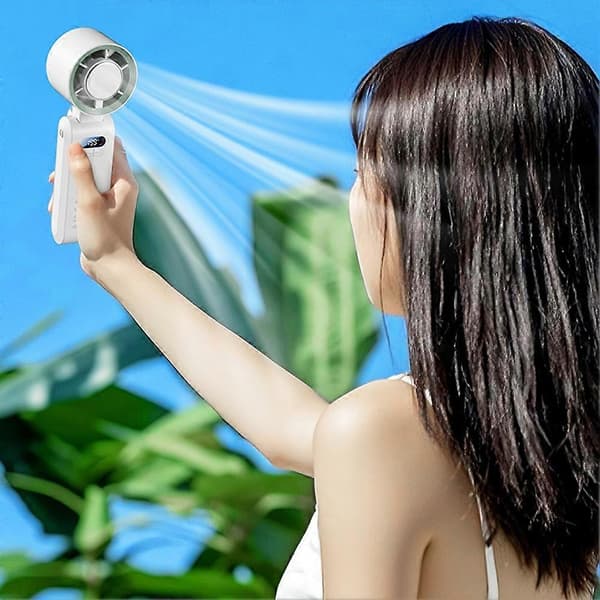 Bærbar ventilator - Mini sammenklappelig ventilator, ideel til udendørs rejser og personlig brug (grå)