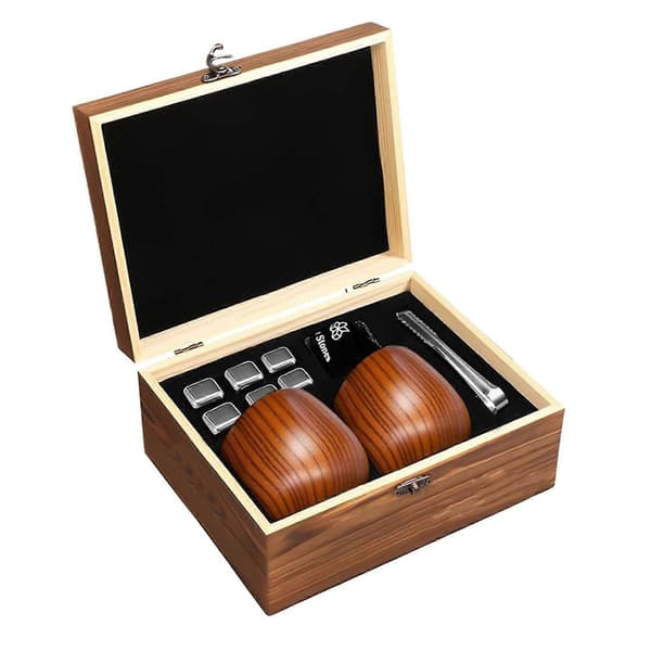 Set med whiskyglas i förkolnat trä, klassiskt bourbonwhiskyglas