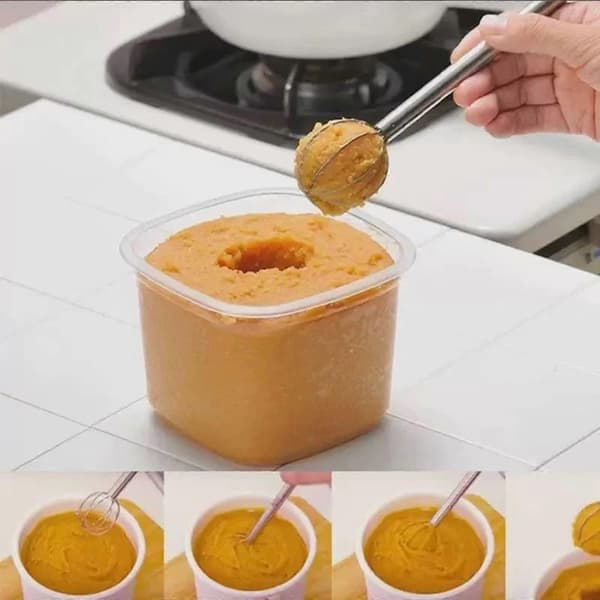 Præcisions miso spiseske, dobbelt-endet røreske, lavet af 304 rustfrit stål.