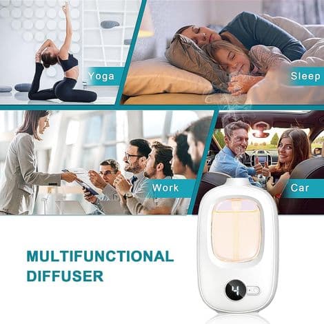 Veggmontert, oppladbar eterisk oljediffuser, 4 spraymoduser, ultralydforstøvning, aromaterapiluftfukter.