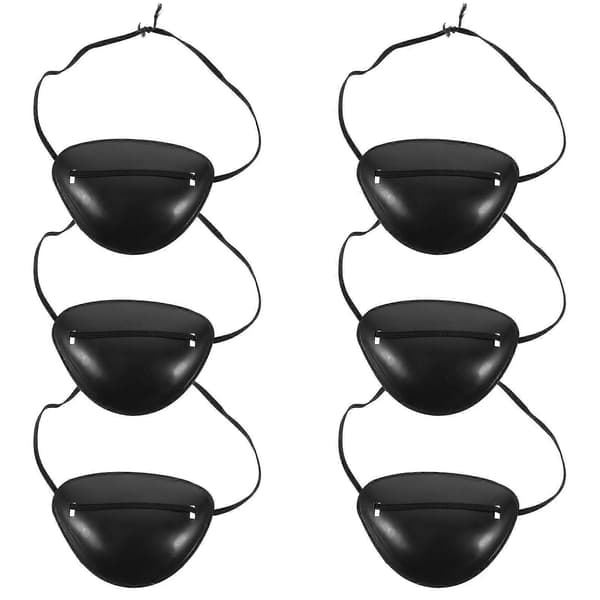 6-pack piratögonmasker, elastiska ögonmasker, justerbar enkelögonmask, lämplig för Halloweenfester.