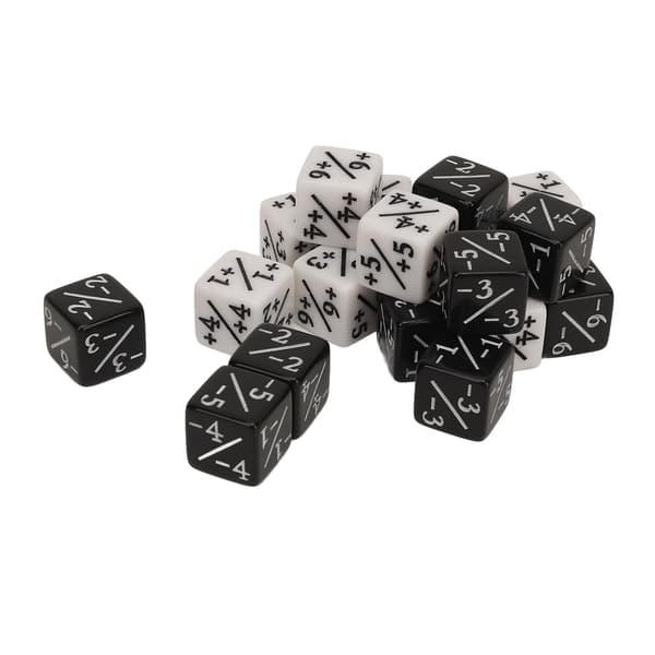 20 terninger tellere 15,3 mm positive negative for brettspill og matematikk