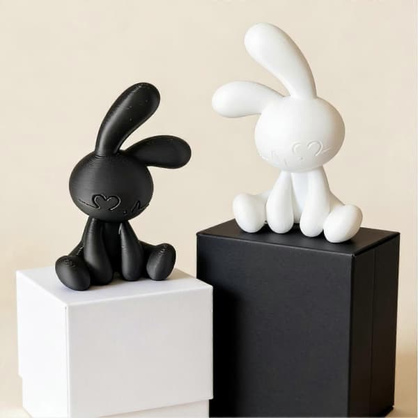 Kaninfigursett, 3D-printet dyreskulpturgave