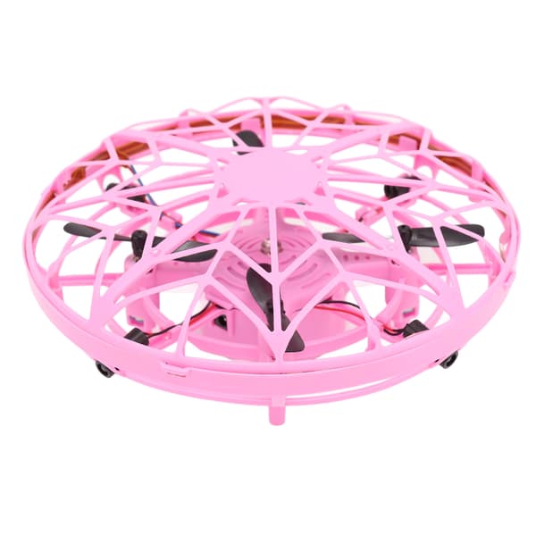 Mini UFO-drone med bevegelsessensor og LED-lys, rosa flygende leketøy for barn
