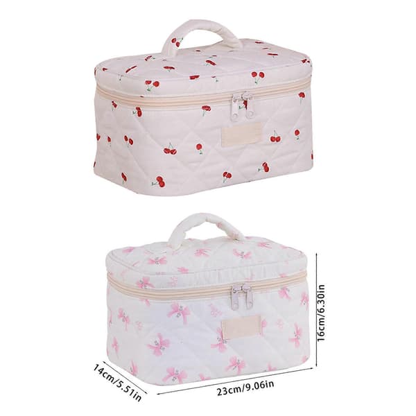 Elegant quiltad necessär med fluga, stor resväska för kvinnor.