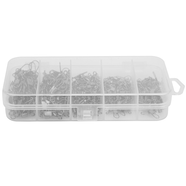Fiskeforbindelse med solid kulstofstålring, drejeligt kugleleje og dobbeltlåsende spænde.