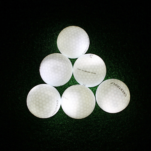 6 stk. lyse LED-golfbolde til brug dag og nat