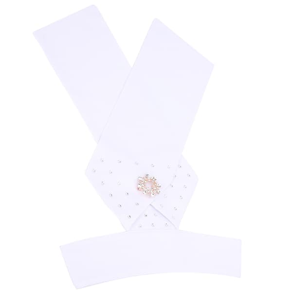Ferdigknyttet rideslips med bomullsbroche for voksne, ridetilbehør for hester, 32x20,5 cm, hvit