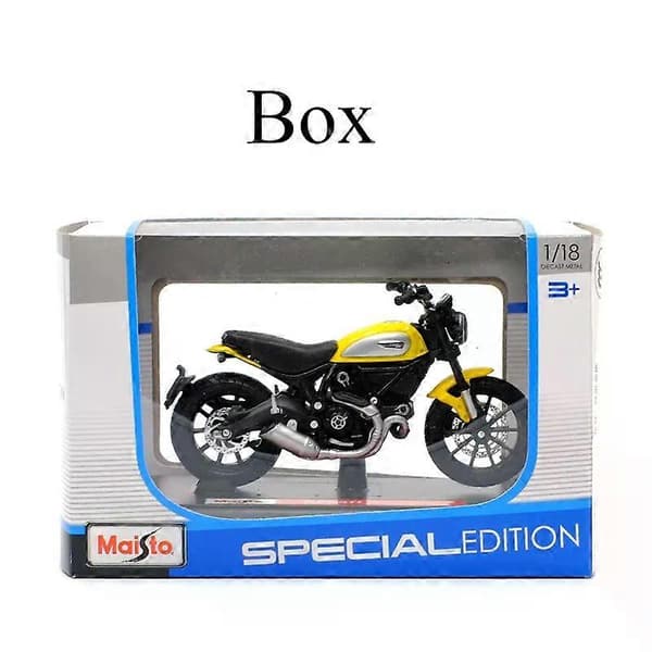 Ducati Scrambler trykstøbt motorcykelmodel med bevægelige støddæmpere, børnelegetøj, gave samleobjekt.