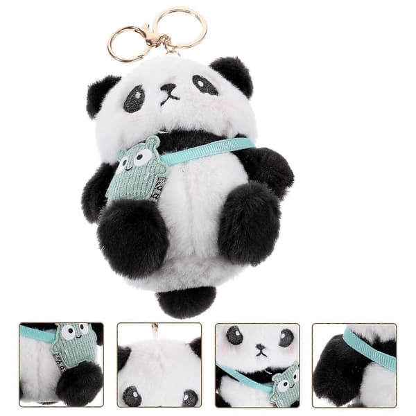 Bedårende Plys Panda Vedhæng Nøglering til Taskeophæng 4 Stk Sæt