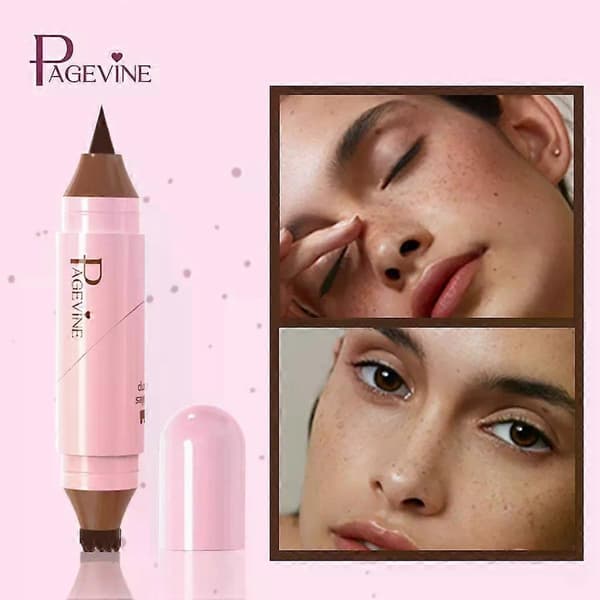 Dobbelt-endet Winged Eyeliner Stamp Pen, Roterende Design, Hurtigtørrende & Smudsfri, Langtidsholdbar Brun