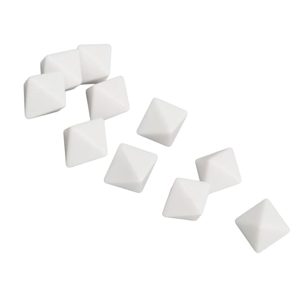 20 STK Sett med 8-sidige hvite blanke plastterninger for DIY brettspill og utdanning