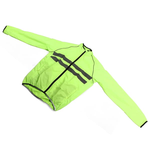 Reflekterande cykeljacka, långärmad, andningsbar polyester med fickor, utomhusstorlek XL, grön